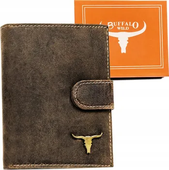 Peněženka Velká pánská kožená peněženka s RFID ochranou, hnědá, na patentku