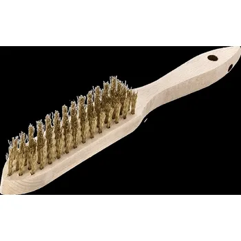 Drátěný kartáč Lessmann 107451 | Ruční kartáč Standard dřevěná rukojeť 5-radová, mosazný drát, zvlněný 0,25