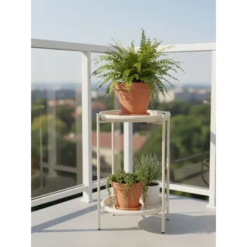 Stojan na květiny Sinsay - Dvouúrovňový železný stojan na květiny - krémová - 539HD-01X - 539HD-01X-ONE