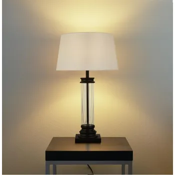 Lampička Searchlight EU5141BK Stylová stolní lampa PEDESTAL černá + čiré sklo