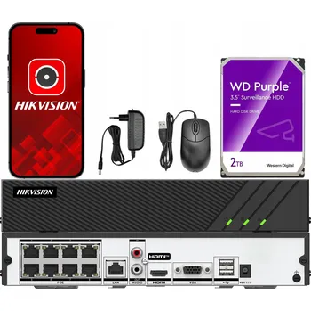 IP kamera IP rekordér Hikvision PoE 8kanálový až do 8MPx 4K Aplikace HikConnect 2TB