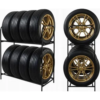 Dílenský regál KOVOVÝ REGÁL STOJAN NA KOLA PNEUMATIKY POLICE PRO 8 PNEUMATIK REGÁL DO GARÁŽE PEVNÝ