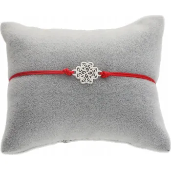 Náramek Šňůrkový náramek se čtyřlístkem pro štěstí, vyřezávaný, STŘÍBRO 925