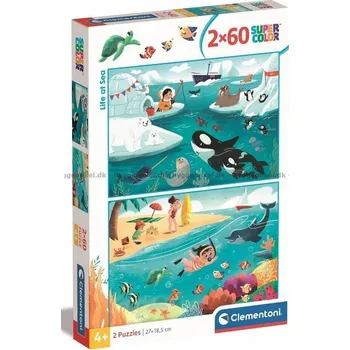Puzzle Puzzle 2 x 60 Super Color Život na moři 24817 Clementoni