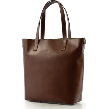 Kabelka Vera Pelle shopper kabelka z pravé kůže hnědá