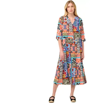 Dámská móda Dlouhé šaty Vamp s brazilským potiskem 22418 coral bay velikost L