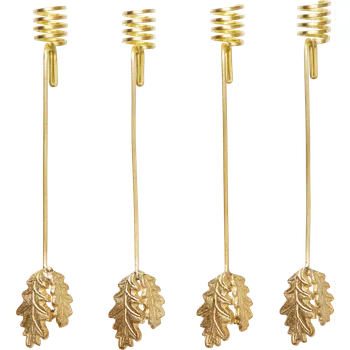 Svícen Ferm Living, Svícny na vánoční stromeček Oak Leaf, mosaz, 4 ks - Formadore