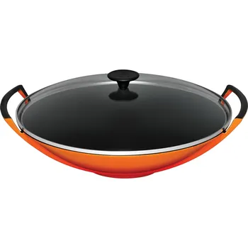Pánev Le Creuset, Wok Tradition Collection se skleněnou pokličkou 36 cm ohnivě oranžový - Formadore