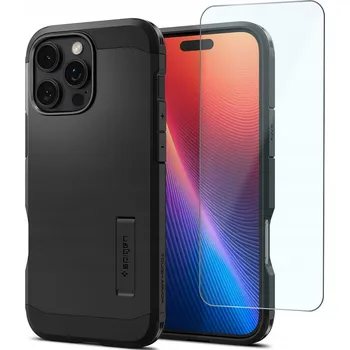 Pouzdro na mobilní telefon Pouzdro Spigen pro iPhone 16 Pro, pevné, ochranné, pouzdro pro MagSafe + sklo