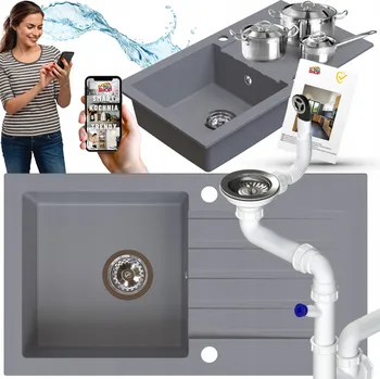 Granitový dřez Jednodřez GoodPriceShop PIXIE granitový šedý