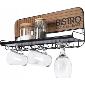 Věšák Police s háčky Home Styling Collection Bistro 48x12x20 cm černo-hnědá