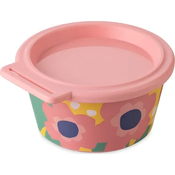 Dóza na potraviny Koziol, Kuchyňská dóza Nora s květy s víkem 250 ml růžová - Formadore