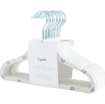 3 sprouts, Věšáky na dětské oblečení Blueberry samet krémové 15 ks - Formadore