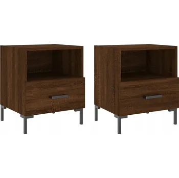 Noční stolek Noční stolky, 2 ks, hnědý dub, 40x35x47,5 cm L