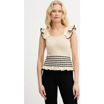 Top s příměsí lnu Twinset 261LB3HCC béžová 01X, vel. S