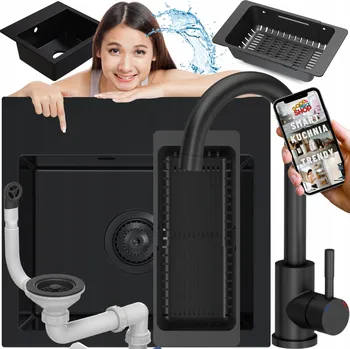 Granitový dřez Jednokomorový granitový dřez GoodPriceShop KID, černý