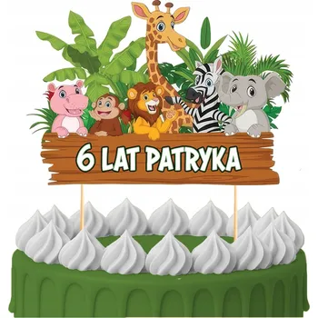 Obraz ZÁPICH DO DORTU Narozeninová Ozdoba na Dort Sto Let ZOO SAFARI Zvířátka Postavičky Toppery 11
