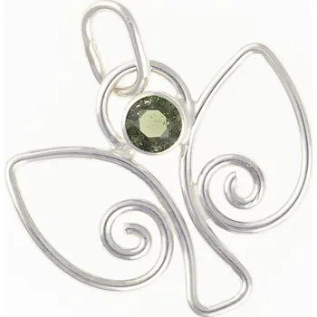 Přívěsek My Moldavite Stříbrný přívěsek s přírodním vltavínem - anděl DR25-001