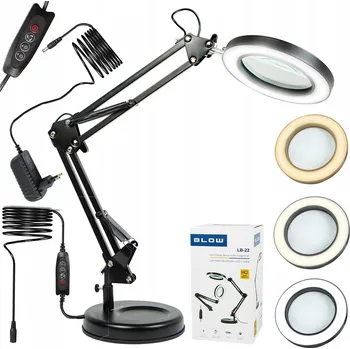 Lampička SERVISNÍ LAMPA LED S LUPU SKLO ZVĚTŠOVACÍ KOSMETICKÁ STOLNÍ LAMPA