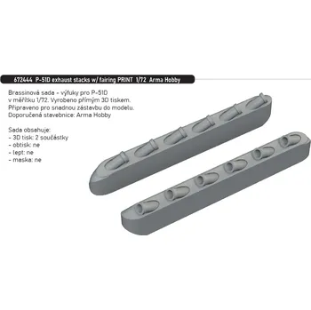 Plastikový model Eduard 1/72 P-51D exhaust stacks w/ fairing PRINT (ARMA HOBBY)