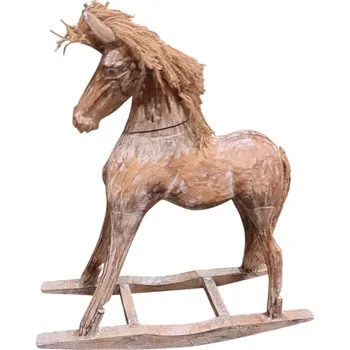 Houpací kůň Dřevěný houpací koník hnědý 46 cm (Soška houpací kůň)