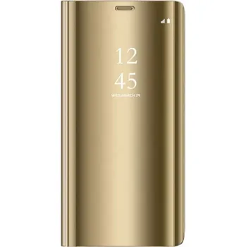 Pouzdro na mobilní telefon Flipové pouzdro Cu-Be Clear View pro Samsung Galaxy S23, zlatá