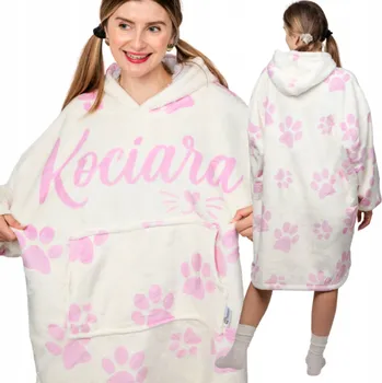 Dámská mikina DEKA oversize mikina Silná MIKINOVÁ DEKA 2v1 XXL Vzor KOCIARA Plyšová MikinoKoc