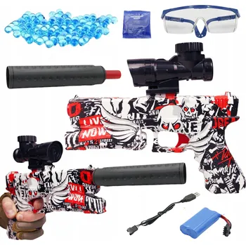 Dětská zbraň AUTOMATICKÁ PISTOLE NA GELOVÉ KULIČKY S TLUMIČEM - ELEKTRICKÁ, AUTOMATICKÁ