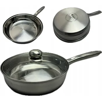 Pánev Tradiční pánev Brunbeste OCELOVÁ pánev 24 cm + Pevná OBRACEČKA 24 cm nerezová ocel