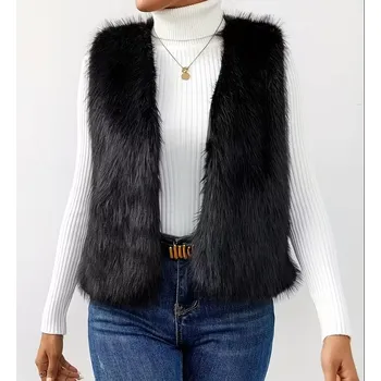 Kožíšková vesta - italská móda - černá - vel. 40-42