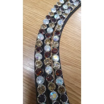 HKM Kožená čelenka Crystals jantarová Velikost: FULL