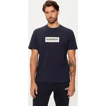 Pánské tričko Napapijri T-Shirt S-box Logo NP0A4I3L Tmavomodrá Regular Fit XL