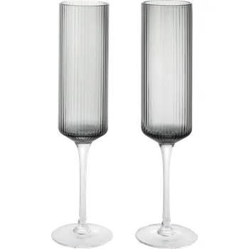 Sklenice Ferm Living, Sklenice na šampaňské Ripple Flutes, kouřově šedá, 2 ks - Formadore