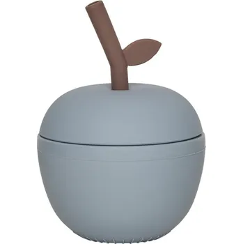 OYOY, Hrnek s brčkem Apple, 250 ml, modrý - Formadore
