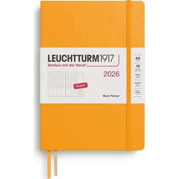 Diář Leuchtturm 1917, Týdenní sloupcový diář v pevné vazbě Leuchtturm 1917 2026 EN A5, oranžový - Formadore