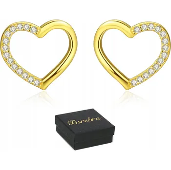 Náušnice Náušnice Zlaté, Ryzost 925 STŘÍBRO Puzety se Zirkony Srdíčka ŠROUBKY Dámské