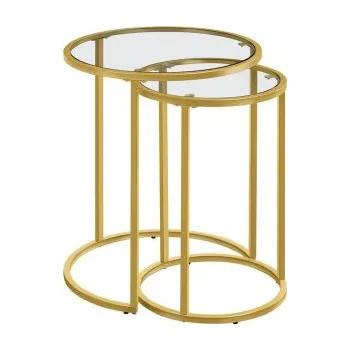 Konferenční stolek Sada koncových stolků 593019 gold, zlaté - A YAHEETECH