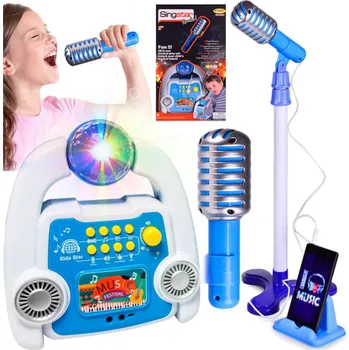 Mikrofon MIKROFON SE STATIVEM KARAOKE MP3 LED + SYNTEZÁTOR