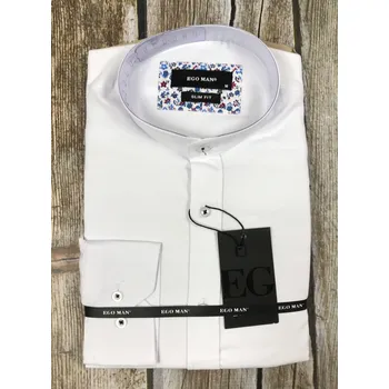 Pánská košile Košile slim fit se stojáčkem , bílá EGO01 - 5XL