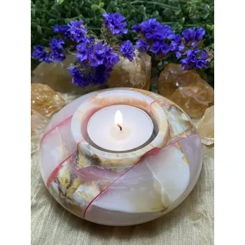 Svícen "onyx" aragonit - růžový