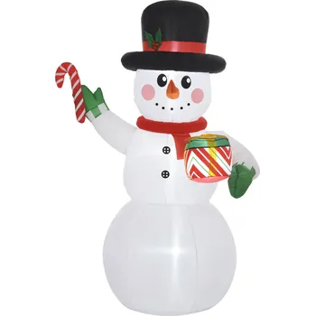 Vánoční dekorace Outsunny Nafukovací sněhulák s LED osvětlením, 1,8 m | vícebarevný