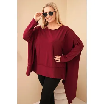 Dámská tunika Dámská tunika Plus Size z bavlny s asymetrickým spodním lemem bordová UNI