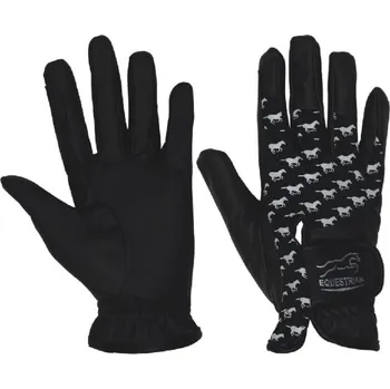Jezdecké rukavice dětské s koníky Kentaur Barva: černá, Velikost: 10
