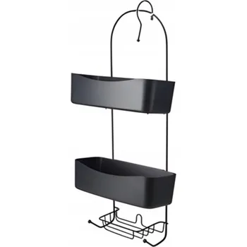 Koupelnový nábytek KOVOVÁ POLICE DO KOUPELNY 24 X 12 X 59 CM SE DVĚMA PP KOŠÍKY ČERNÁ