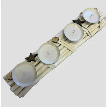 Lucerna Vingo Adventní svícen dlouhý, zdobený - bílý, 48 x 8 cm