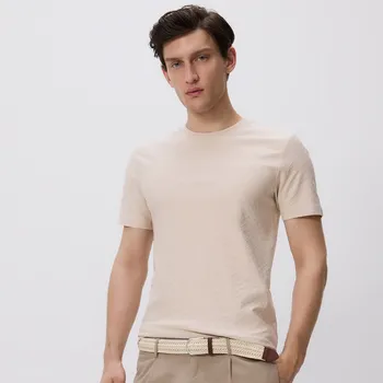 Pánské tričko Reserved - Strukturované tričko slim fit - tělová - 271FP-02X - 271FP-02X-XXL