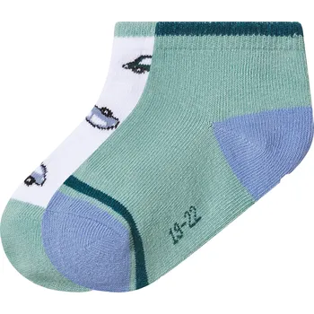 lupilu® Dětské ponožky s BIO bavlnou, 2 páry (auta/bílá/zelená, 19/22)