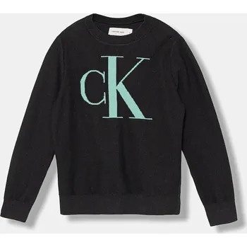 Dětská móda Dětský bavlněný svetr Calvin Klein Jeans IB0IB02152.9BYA černá 99X, vel. 164