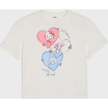 Oblečení a móda Sinsay - Bavlněná košilka s potiskem Hello Kitty - krémová - 742HB-01X - 742HB-01X-146