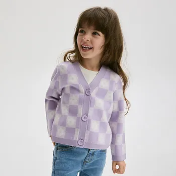 Dívčí mikina Reserved - Vzorovaný viskózový kardigan - levandulová - 217DB-04X - 217DB-04X-98